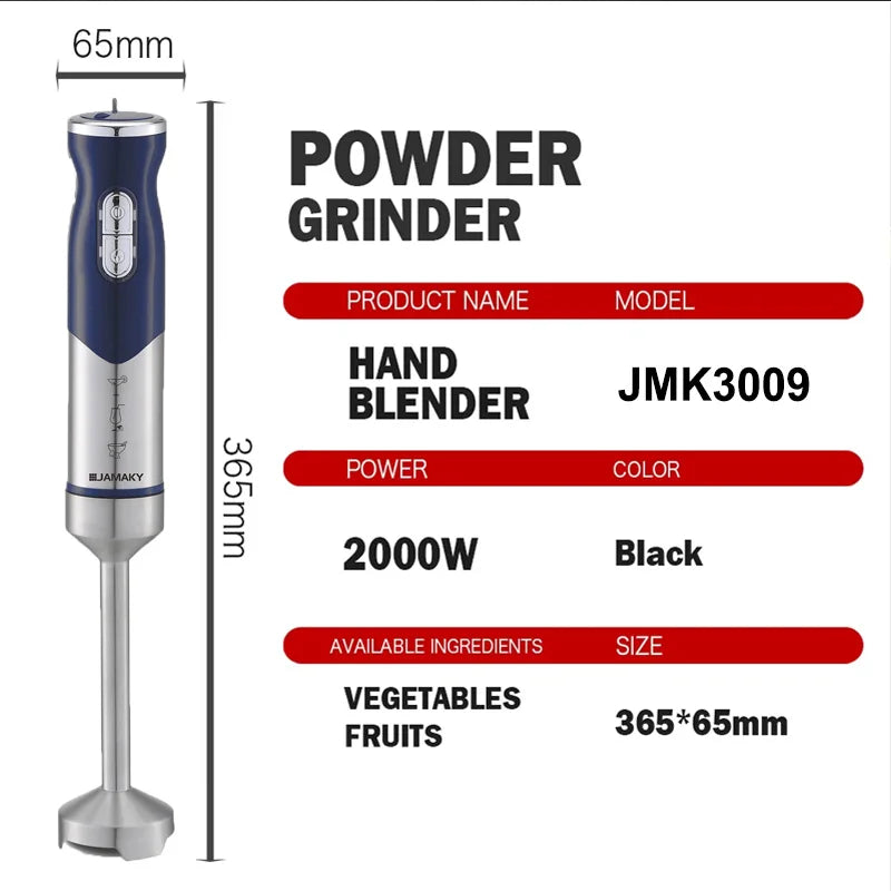 2000W High-power Handheld Blender Household Multi-functional Portable Blender Baby Food Processor Meat Grinder Food Processor