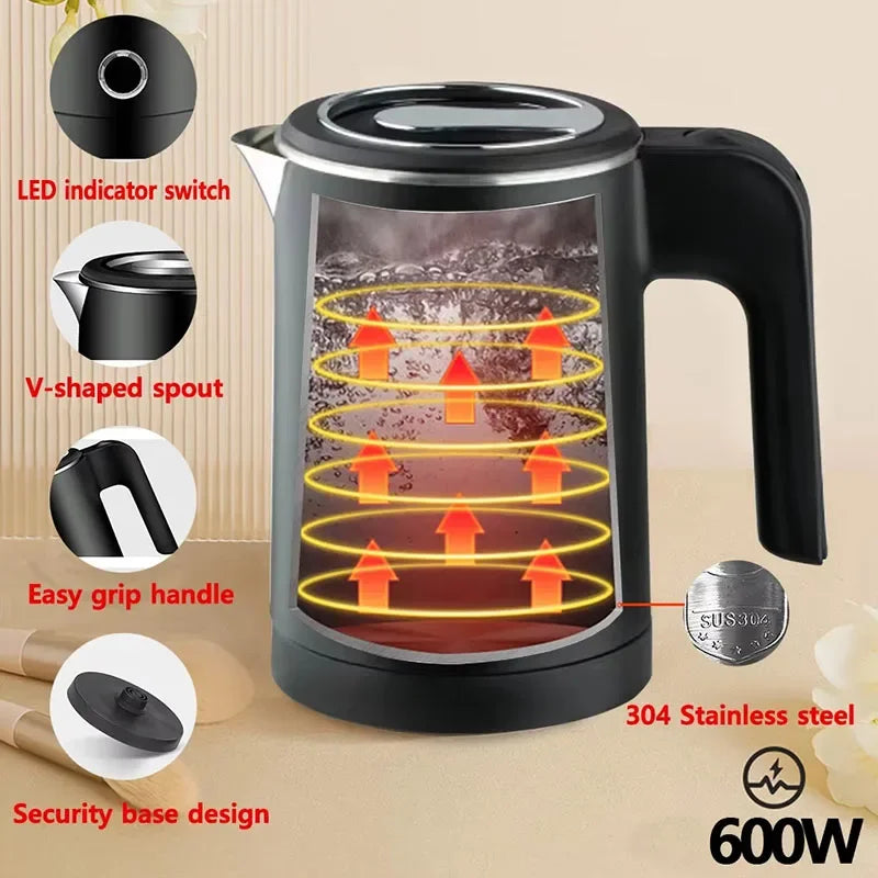 Electric kettle Tea and Coffee 500ML Stainless Steel Portable Water Boiler Family Travel kitchen Smart kettle Electric Teapot