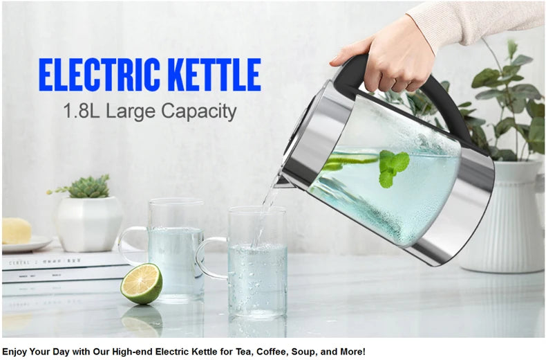 Smart Thermostatic Glass Electric Kettle 1.8L Capacity Automatic Thermostat Suitable for Home, Office, Hotel