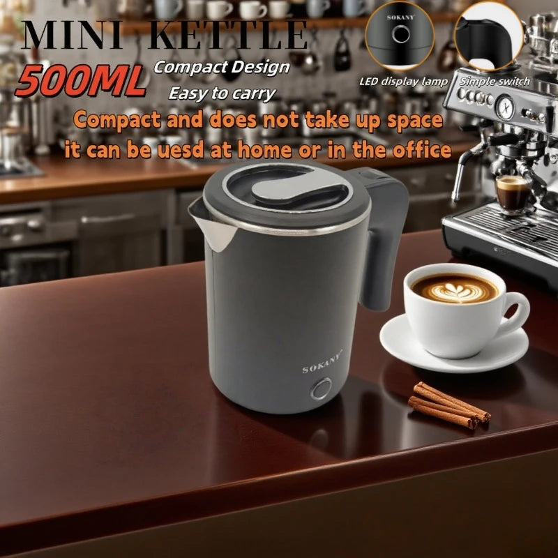 Electric kettle Tea and Coffee 500ML Stainless Steel Portable Water Boiler Family Travel kitchen Smart kettle Electric Teapot