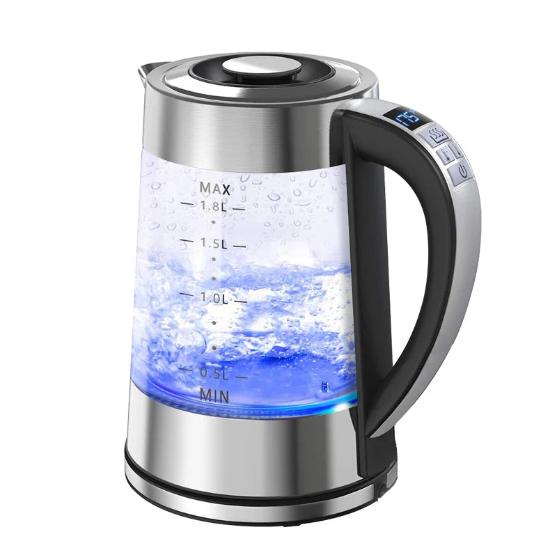 Smart Thermostatic Glass Electric Kettle 1.8L Capacity Automatic Thermostat Suitable for Home, Office, Hotel