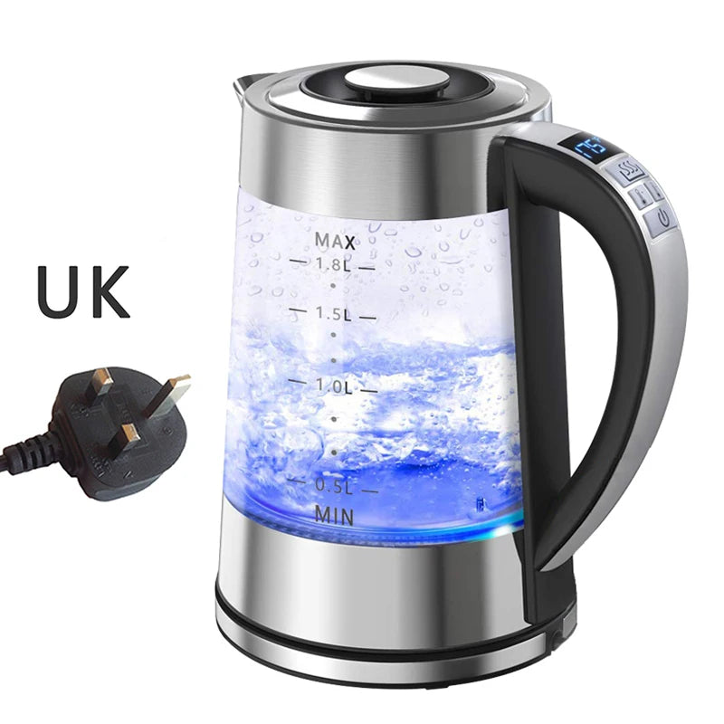 Smart Thermostatic Glass Electric Kettle 1.8L Capacity Automatic Thermostat Suitable for Home, Office, Hotel