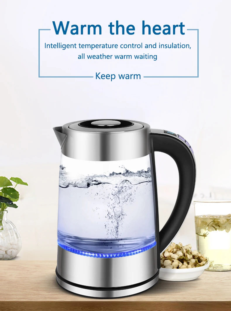Smart Thermostatic Glass Electric Kettle 1.8L Capacity Automatic Thermostat Suitable for Home, Office, Hotel