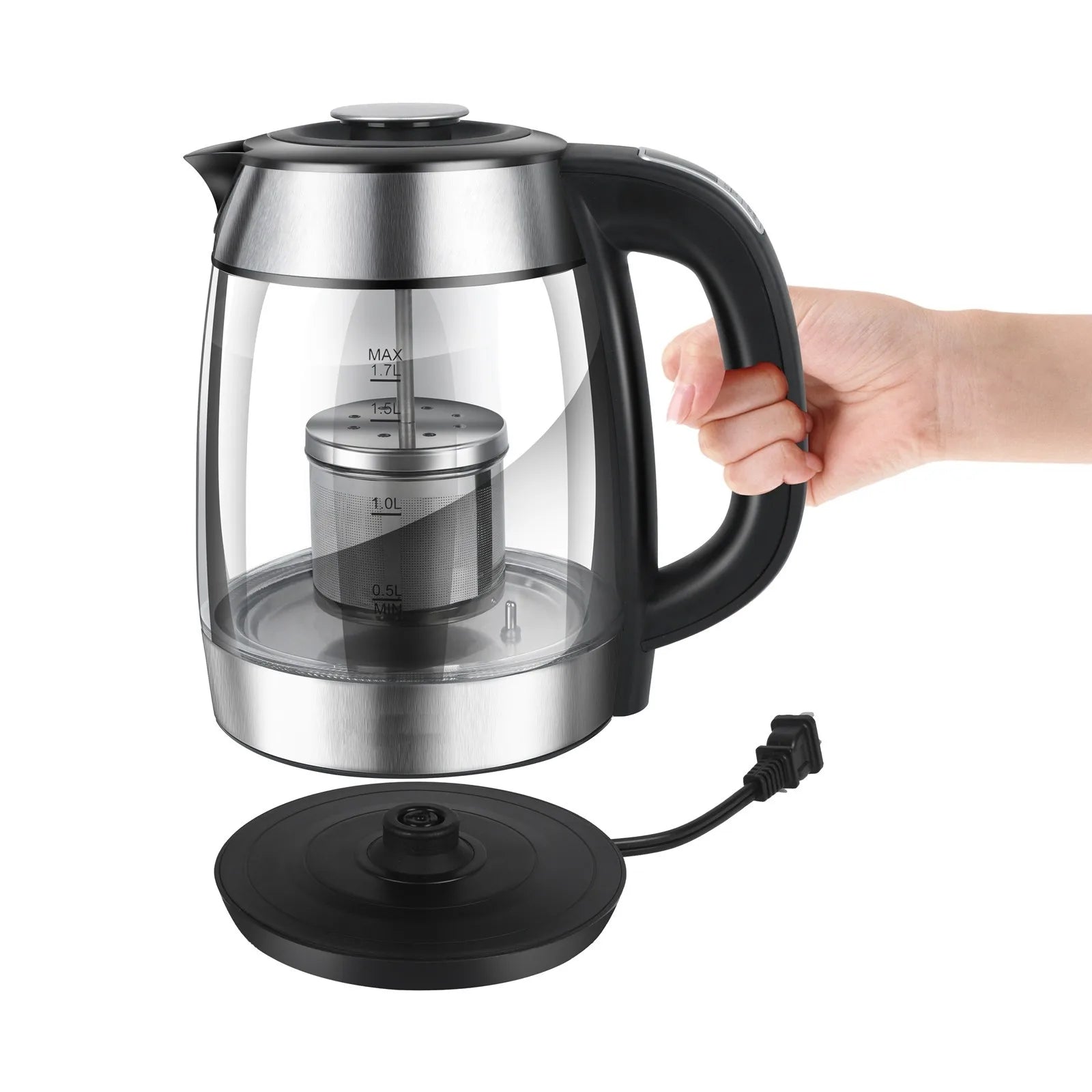 Electric Kettle 220V Electric Health Kettle Stainless Steel Borosilicate Glass Blue Light 1500W Hot Water Tea Kettle Home Applia